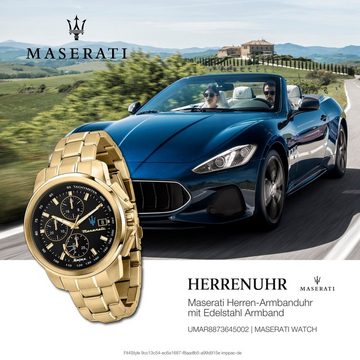 MASERATI Chronograph Maserati Herren Chronograph, (Chronograph), Herrenuhr rund, groß (ca. 44mm) Edelstahlarmband, Made-In Italy