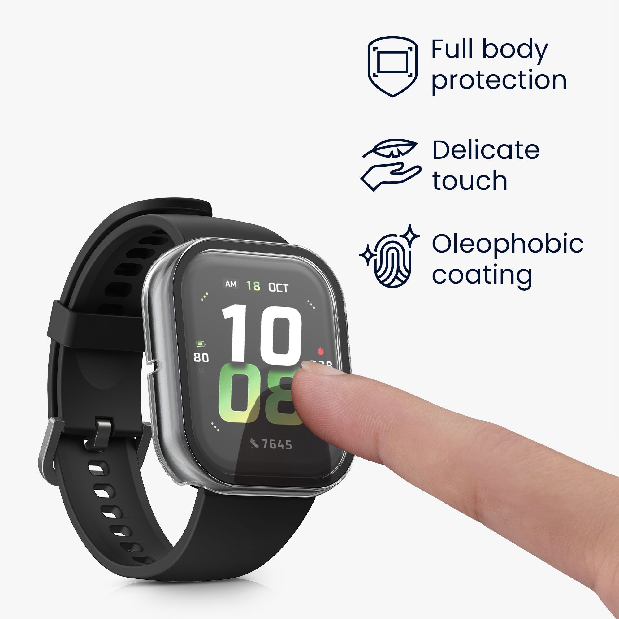 kwmobile Smartphone-Hülle 2x Glas Hülle für HONOR Watch 5, Schutzhülle Fullbody Fitnesstracker Case Set aus Glas