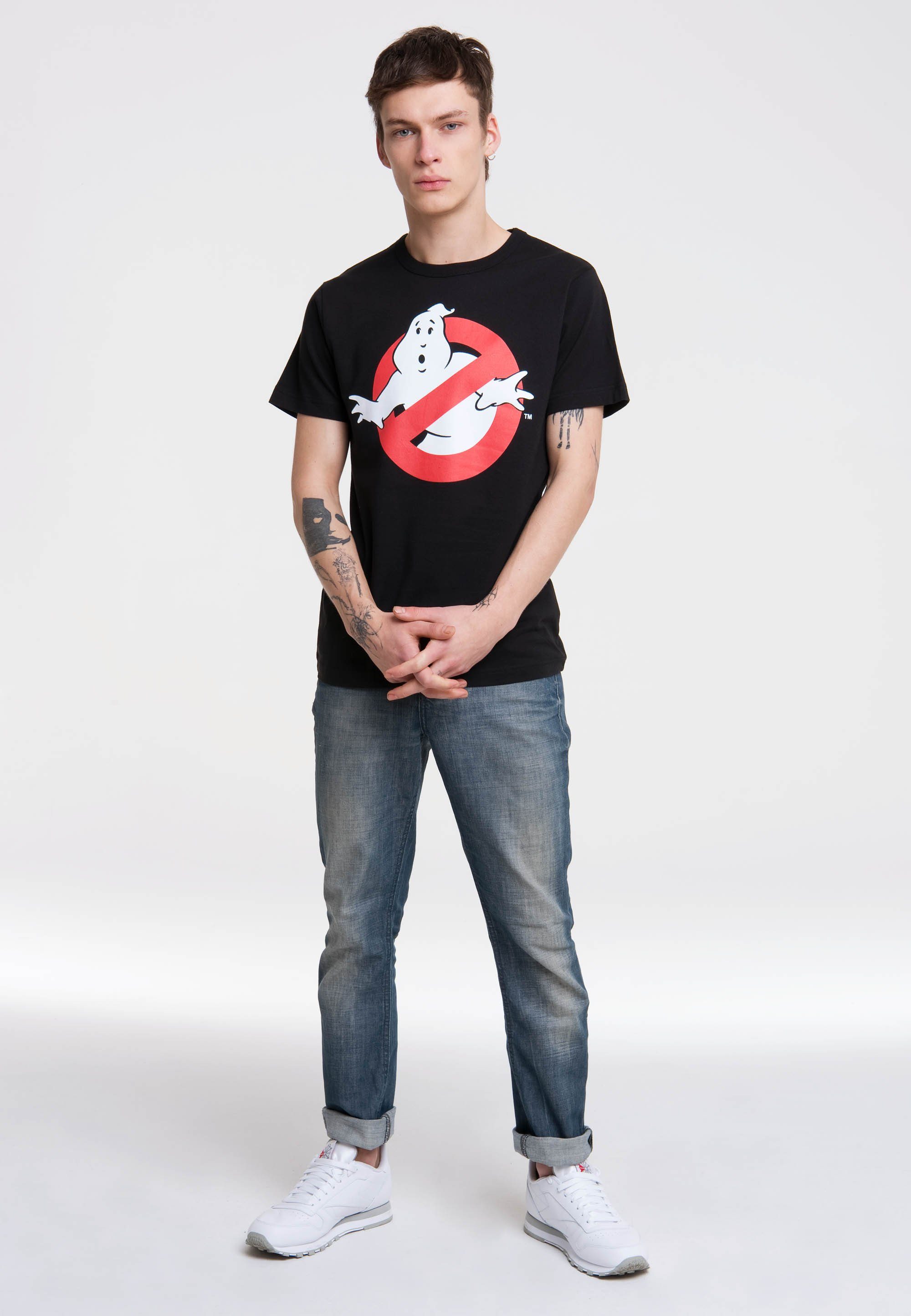 LOGOSHIRT T-Shirt Print kultigem No Ghostbusters Ghost mit