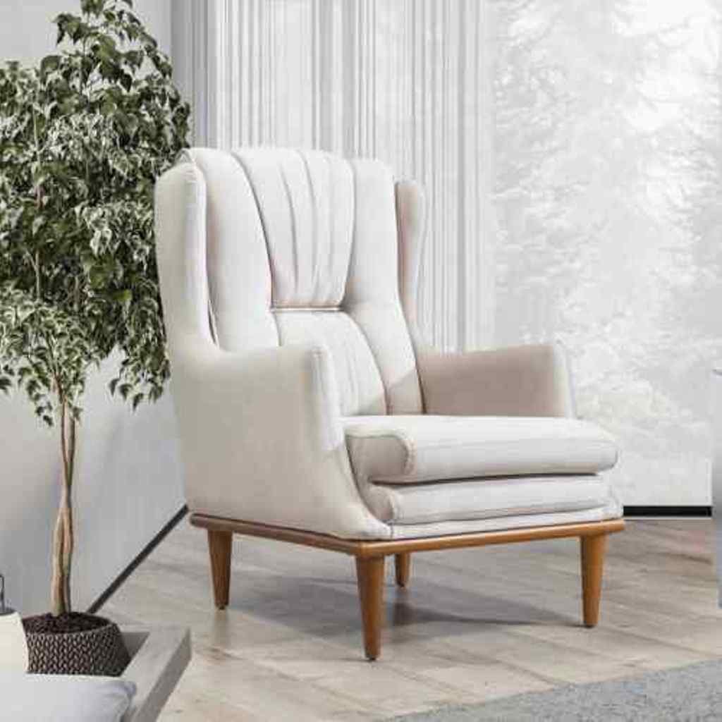 JVmoebel Sessel Designer Weißer Sessel Holzfüße Moderner Einsitzer Wohnzimmer (1-St., 1x nur Sessel), Made in Europa