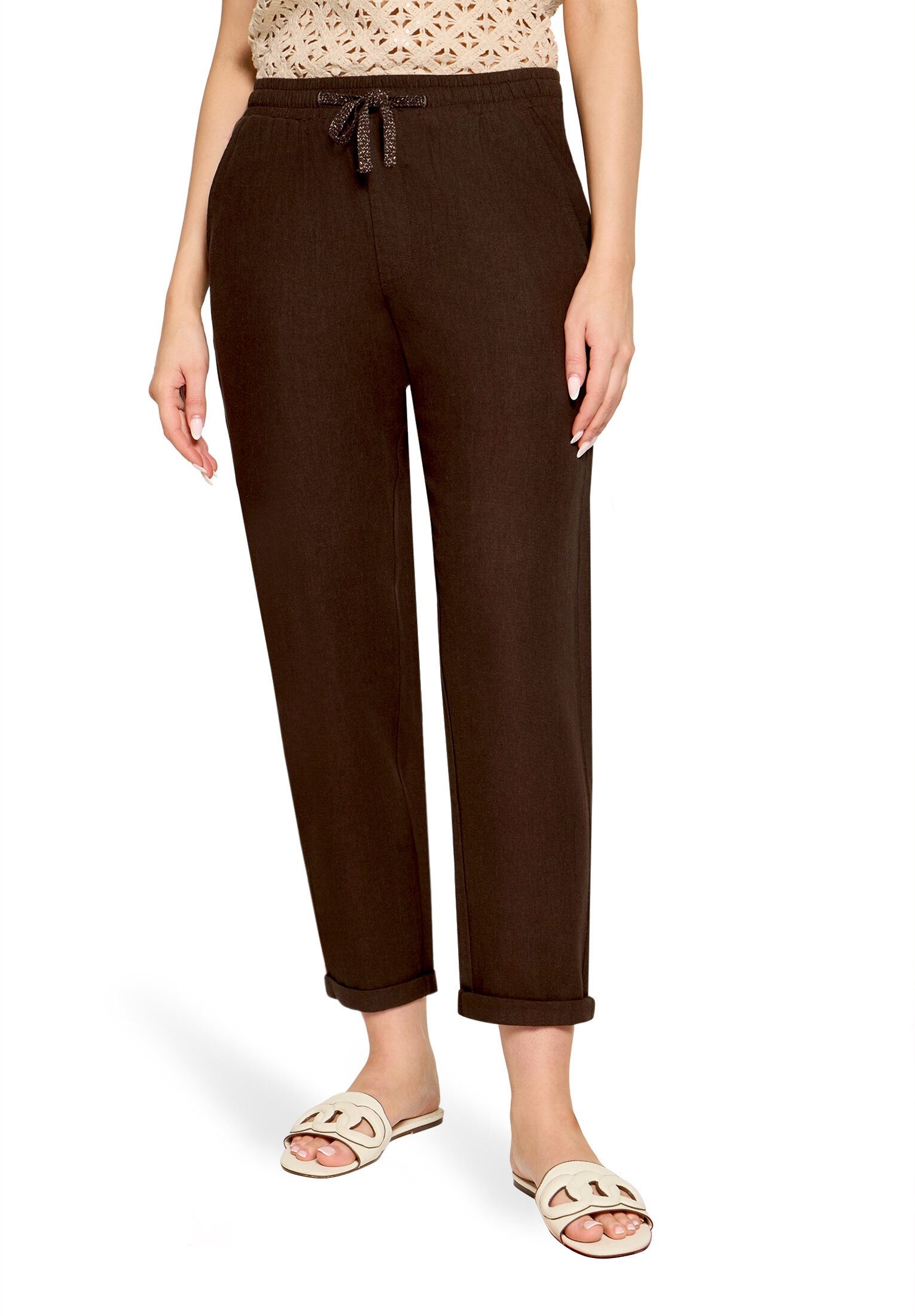 Cartoon Leinenhose Damen unifarben