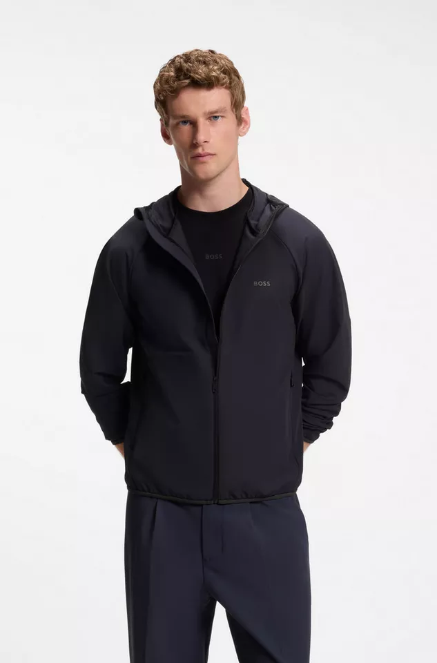 BOSS Green Funktionsjacke L Commuter wasserabweisend Funktionsjacke mit gummiertem Label 4 Wege Stretch
