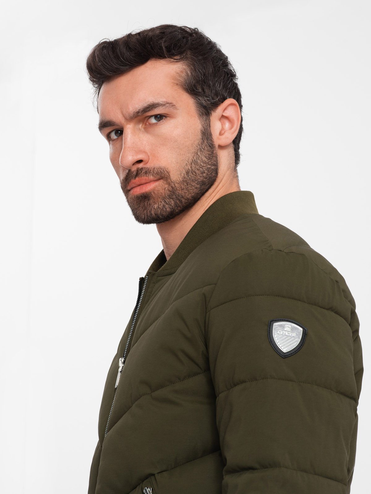 OMBRE Bomberjacke Gesteppte Herren-Bomberjacke mit Metallreißverschlüssen