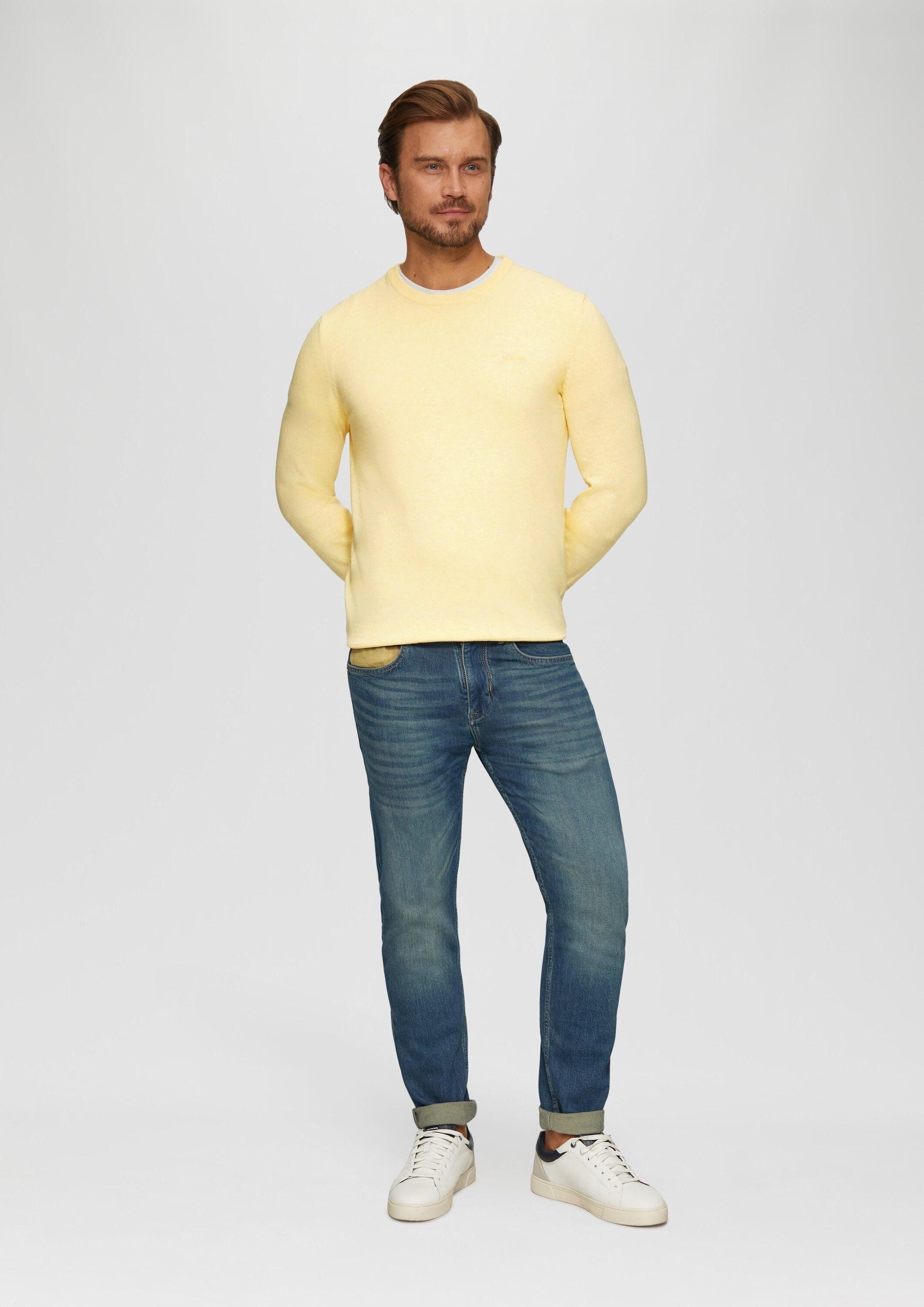 s.Oliver Longpullover Strickpullover Baumwollpullover mit Logo-Stickerei