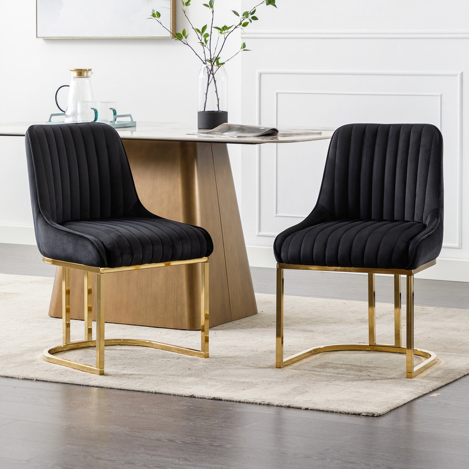 WAHSON OFFICE CHAIRS Esszimmerstuhl 2er Set Küchenstuhl mit goldene Stuhlbe günstig online kaufen