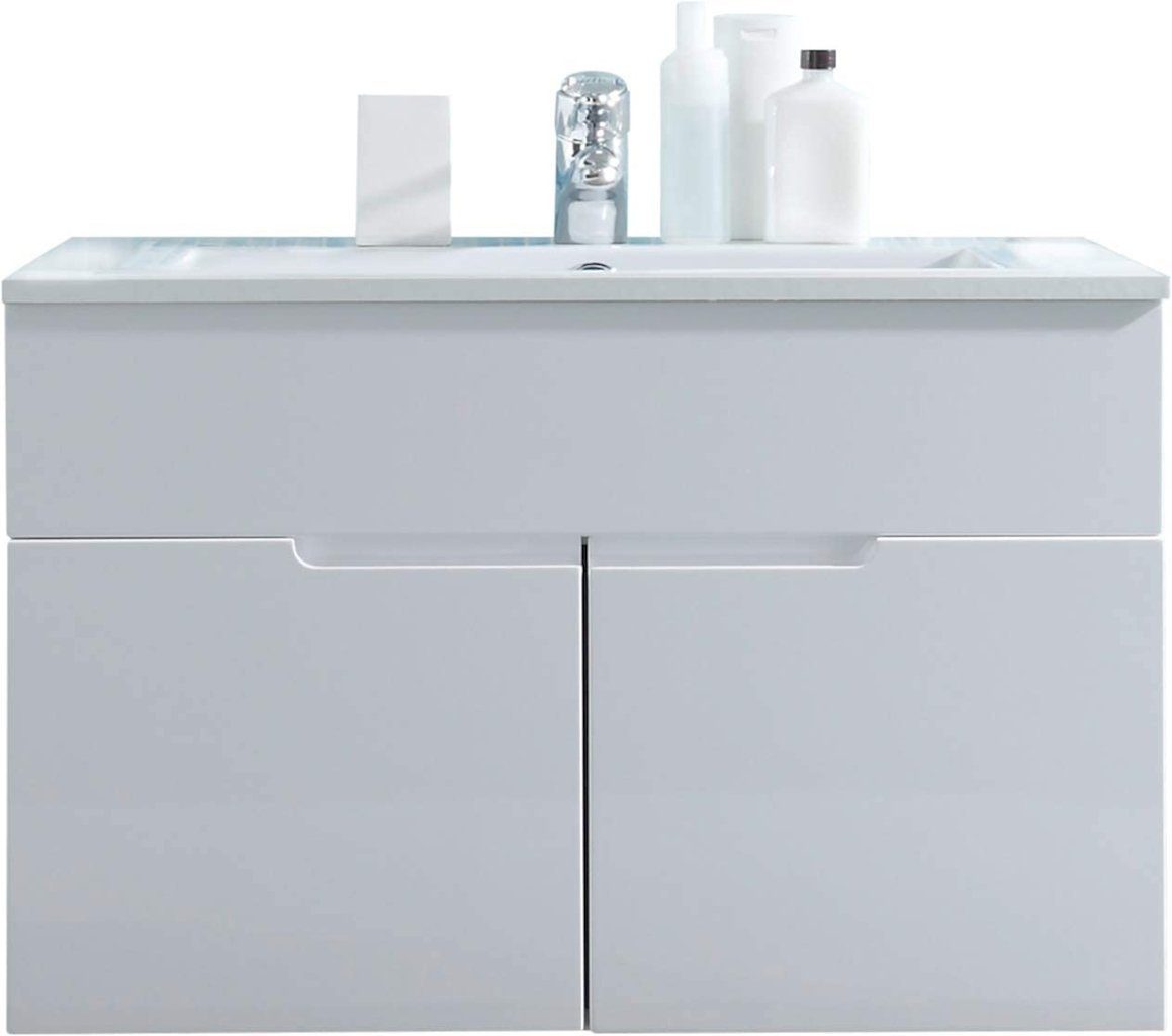 Hochglanz) Waschbeckenunterschrank moebel-dich-auf weiß SPICE (in