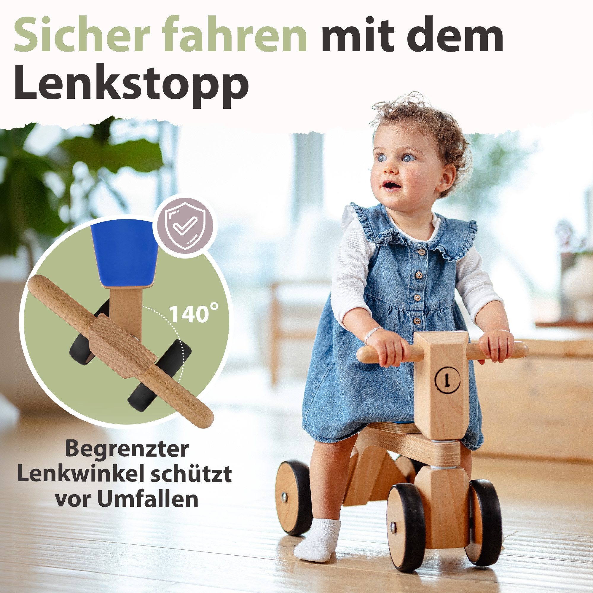 Loopiloo Laufrad Kinder ab 1 Jahr bis 15 kg, Spielzeug aus Holz, Indoor & O günstig online kaufen
