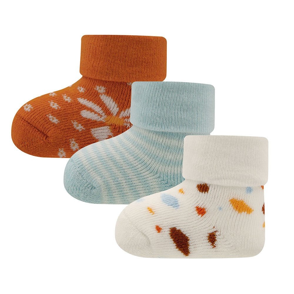 Ewers Socken Newborn Socken 3er Pack Blumen/Ringel (3-Paar)
