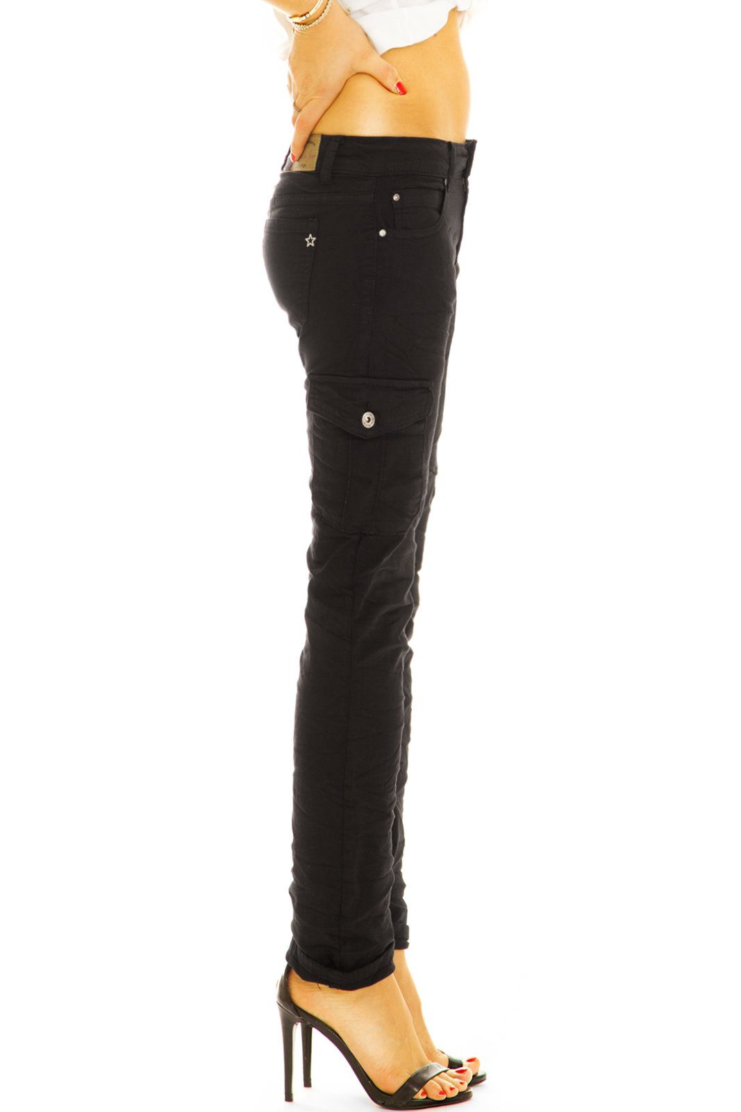 be styled Cargohose Low waist Cargohose Stoffhose bequeme Stretch Hose - Damen - j4f stretchig