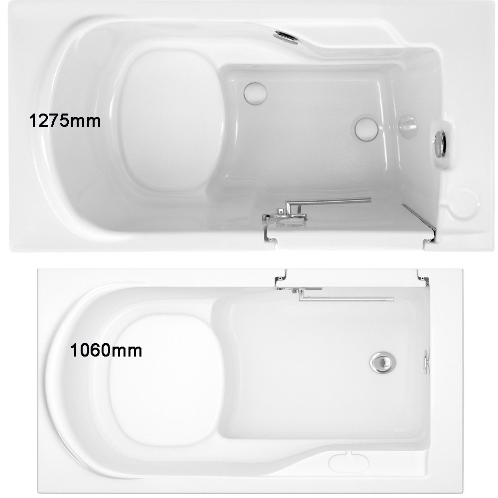 HAK Badewanne FREEDOM, Sitzbadewanne mit Tür, 127x66 cm, rechts