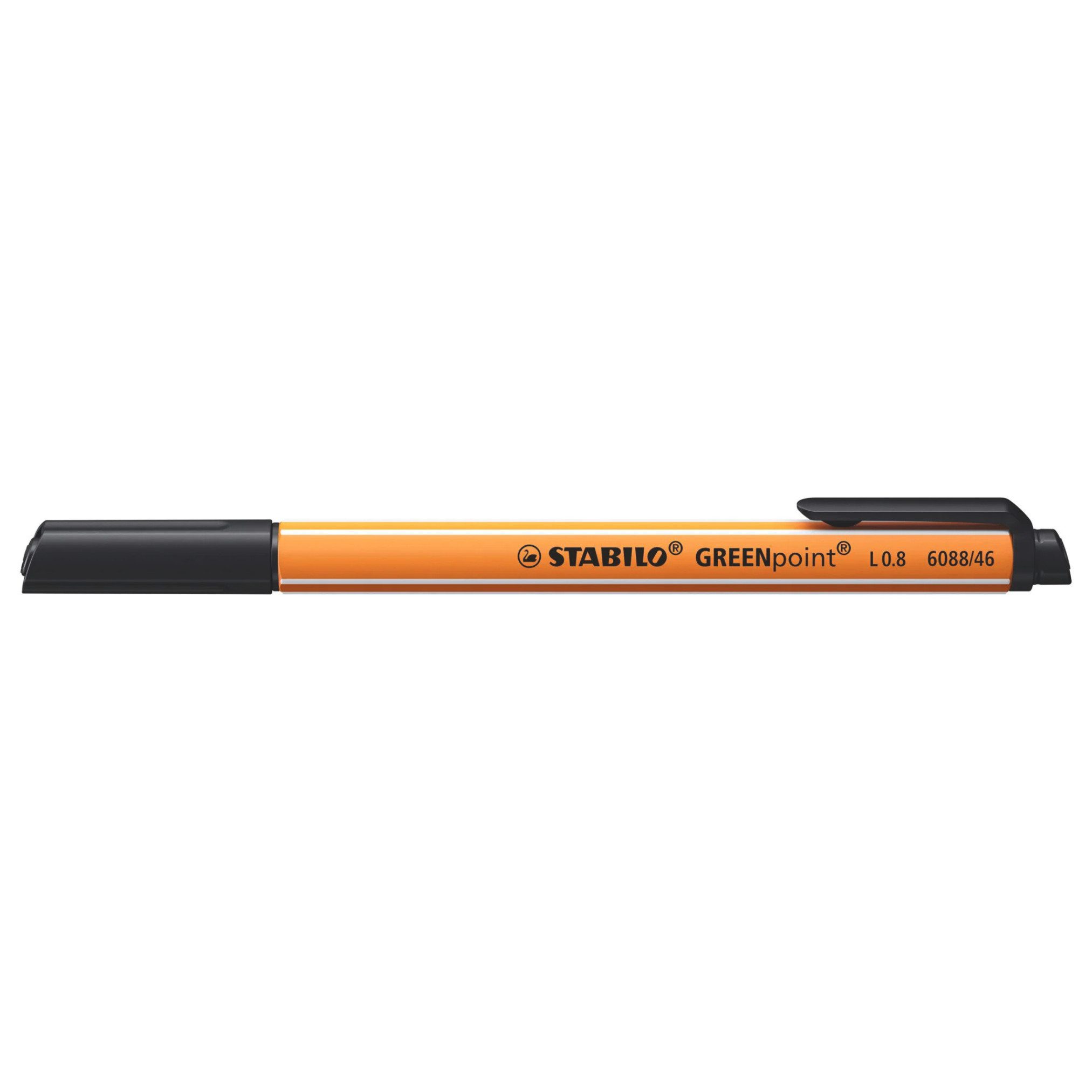 STABILO Faserstift Faserschreiber GREENpoint®, 0,8 mm, schwarz STABILO 6088/46, (1-tlg)