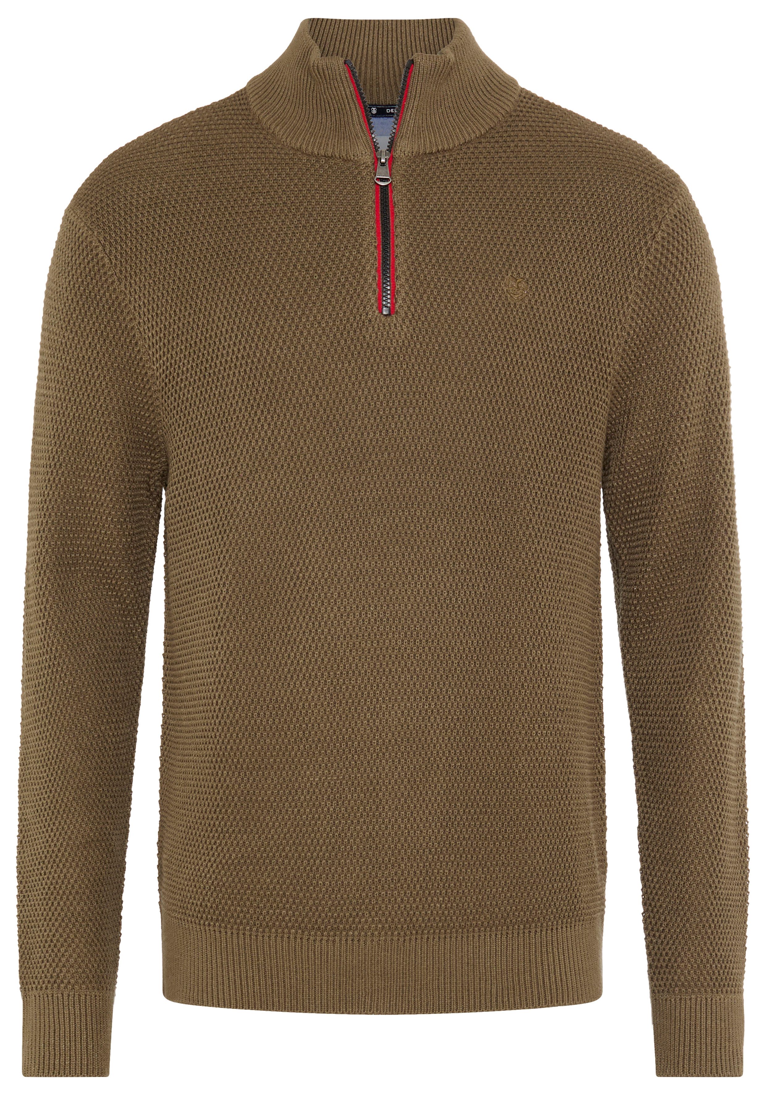 DELMAO Troyer Neue Kollektion! Highlight Kontrast- Reißverschluß aus Strickmaterial, Regular Fit, mit Label-Applikation – Bild 5 von 5