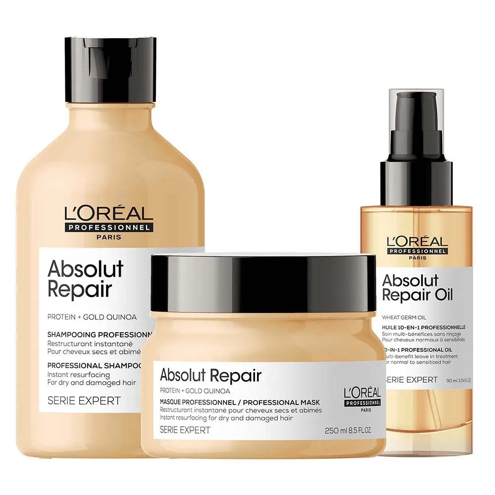 L'ORÉAL PROFESSIONNEL PARIS Haarpflege-Set L'Oréal Professionnel Absolut Repair Set Shampoo - Maske 250 -10-in-1, 3-tlg., reichhaltig