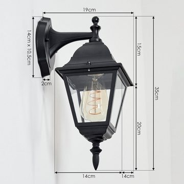 hofstein Außen-Wandleuchte Wandlampe abwärts in antikem Look aus Metall/Glas in Schwarz/Klar, ohne Leuchtmittel, im klassischen Landhaus-Stil, Außenleuchte für Terrasse, E27, IP44