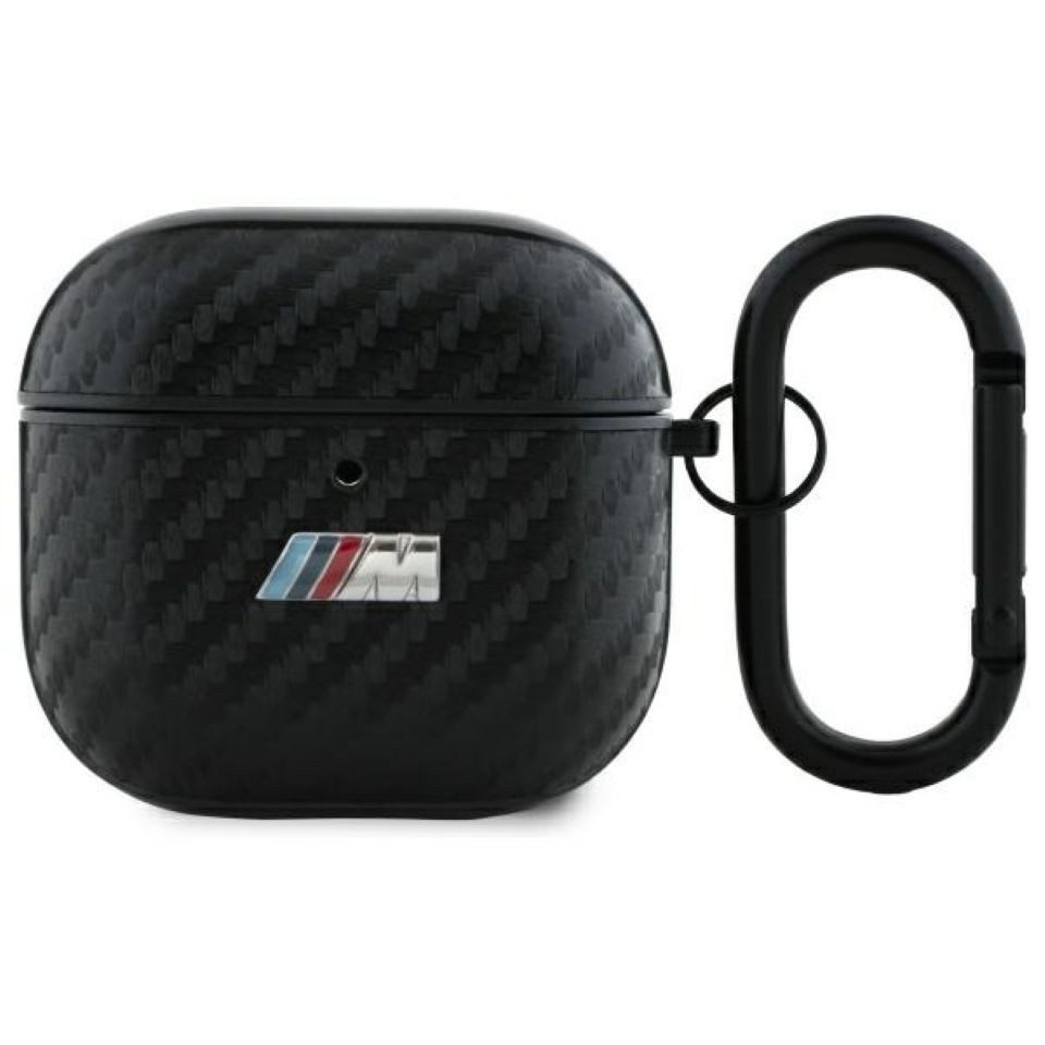 BMW Kopfhörer-Schutzhülle Hülle Case AirPods 4 Tricolor Carbon-Look schwarz, Kantenschutz