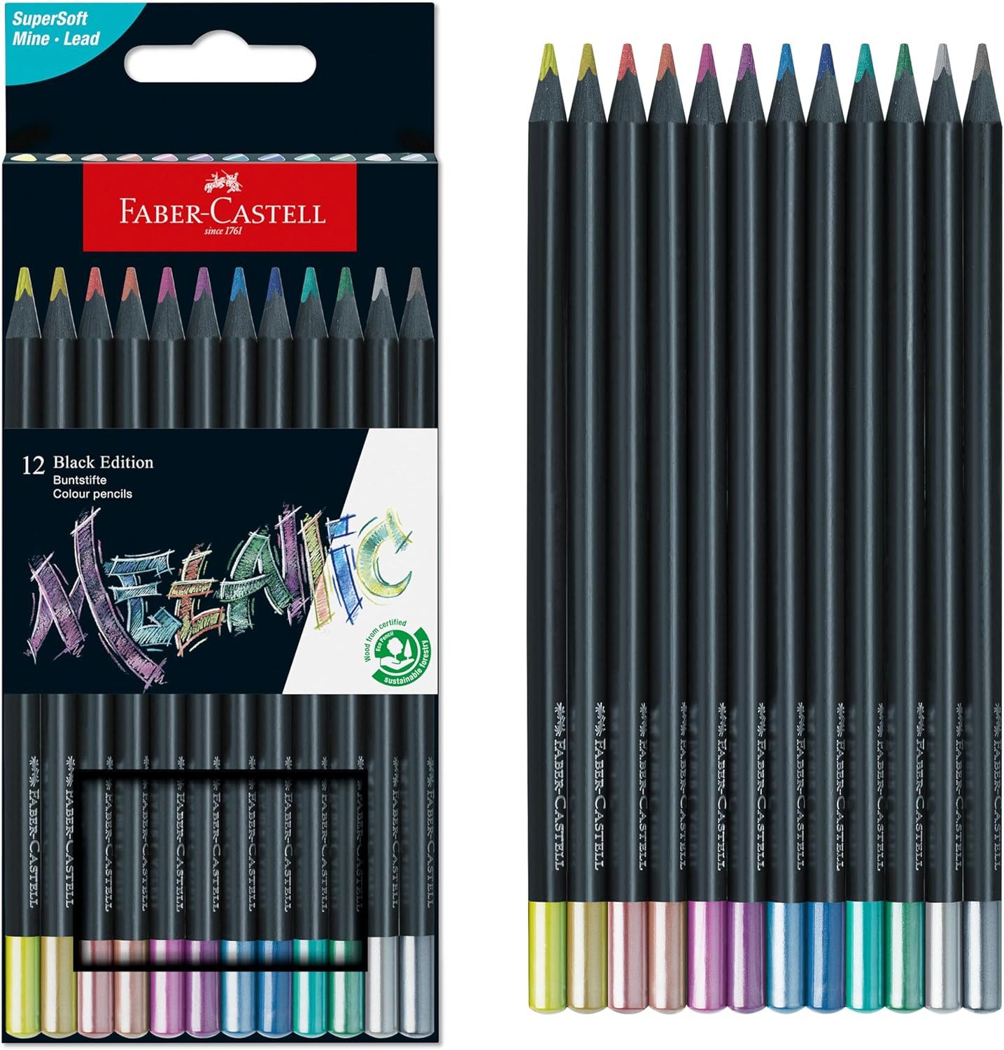 Faber-Castell Buntstift Faber-Castell Black Edition Buntstifte Metallic - Premium Künstlerstif