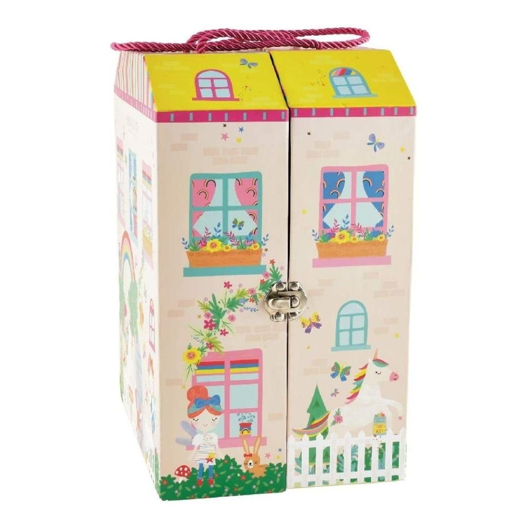 suebidou Puppenhaus Spielbox "Regenbogenmärchen" Puppenhaus zum Mitnehmen Holzfiguren, nachhaltig, kreativ
