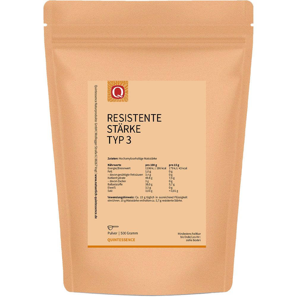 Quintessence Resistente Stärke Typ 3 – Natürliche resistente Stärke als Pulver, 500 g, 500 g - natürliche Ballaststoffe – hochwertige Premiumqualität