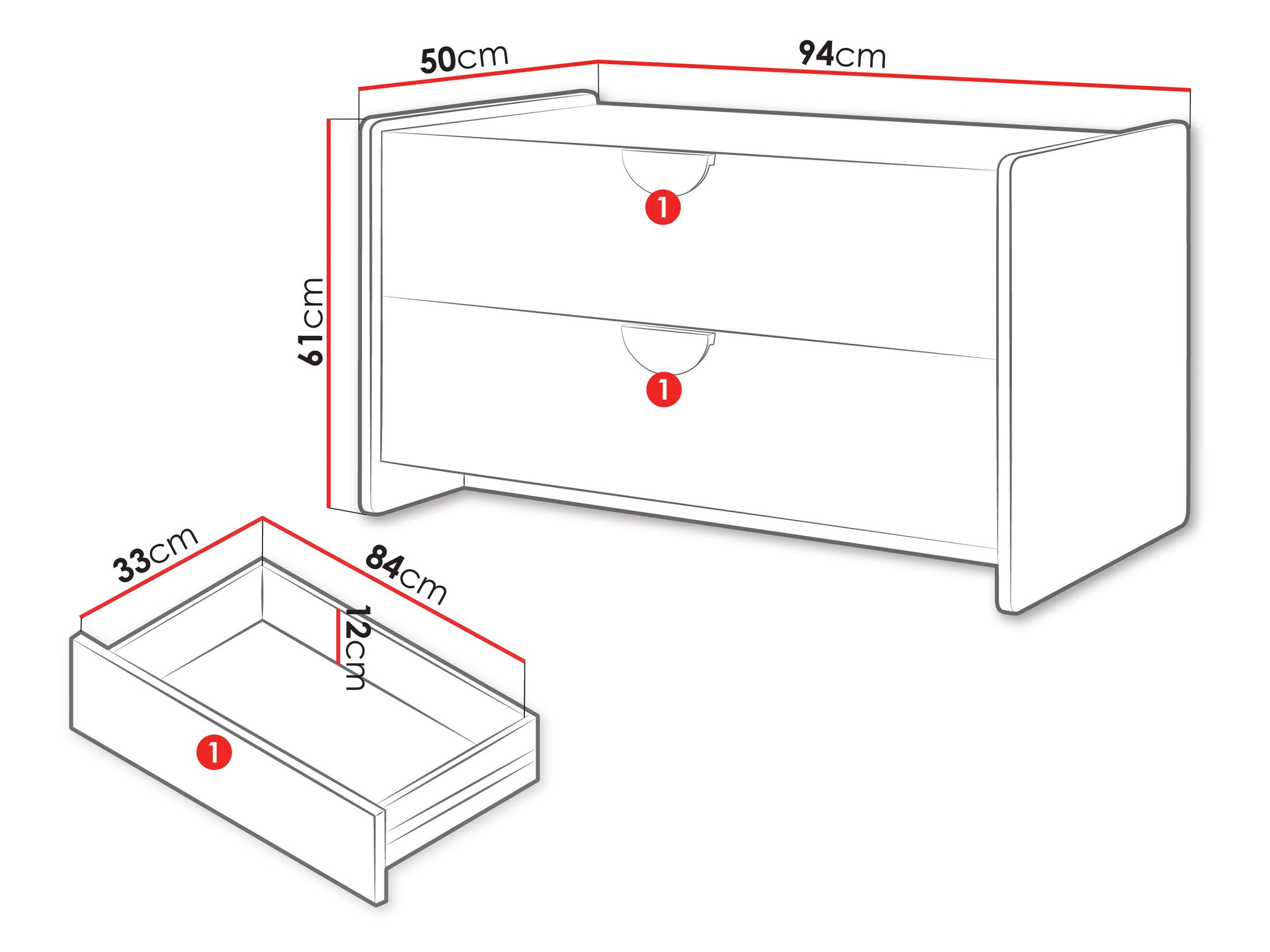 MIRJAN24 TV-Schrank Lexi 2S 11 (mit zwei Schubladen) 94x50x61 cm