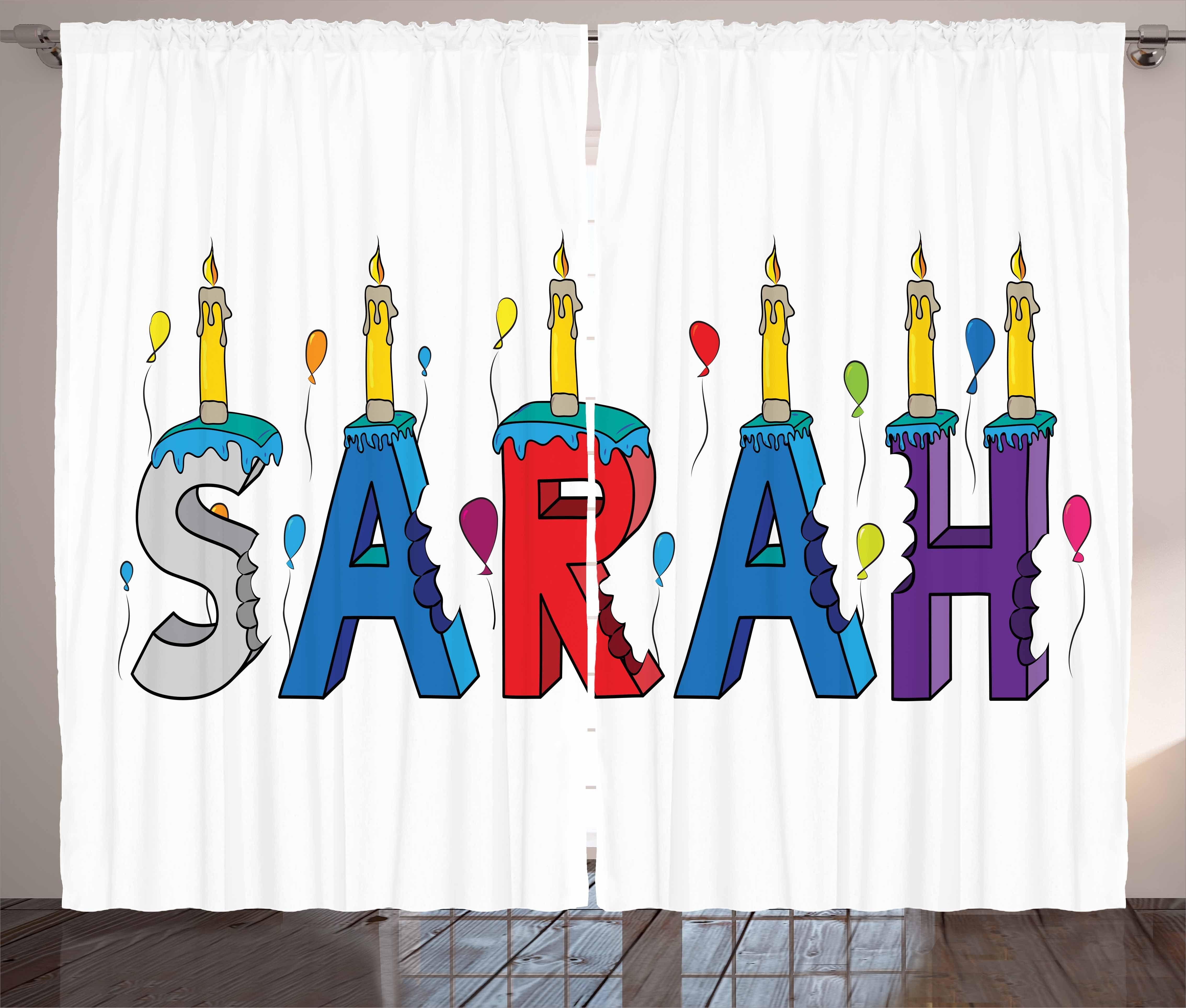 Gardine Schlafzimmer Kräuselband Vorhang mit Schlaufen und Haken, Abakuhaus, Sarah Geburtstags-Mädchen-Namensentwurf