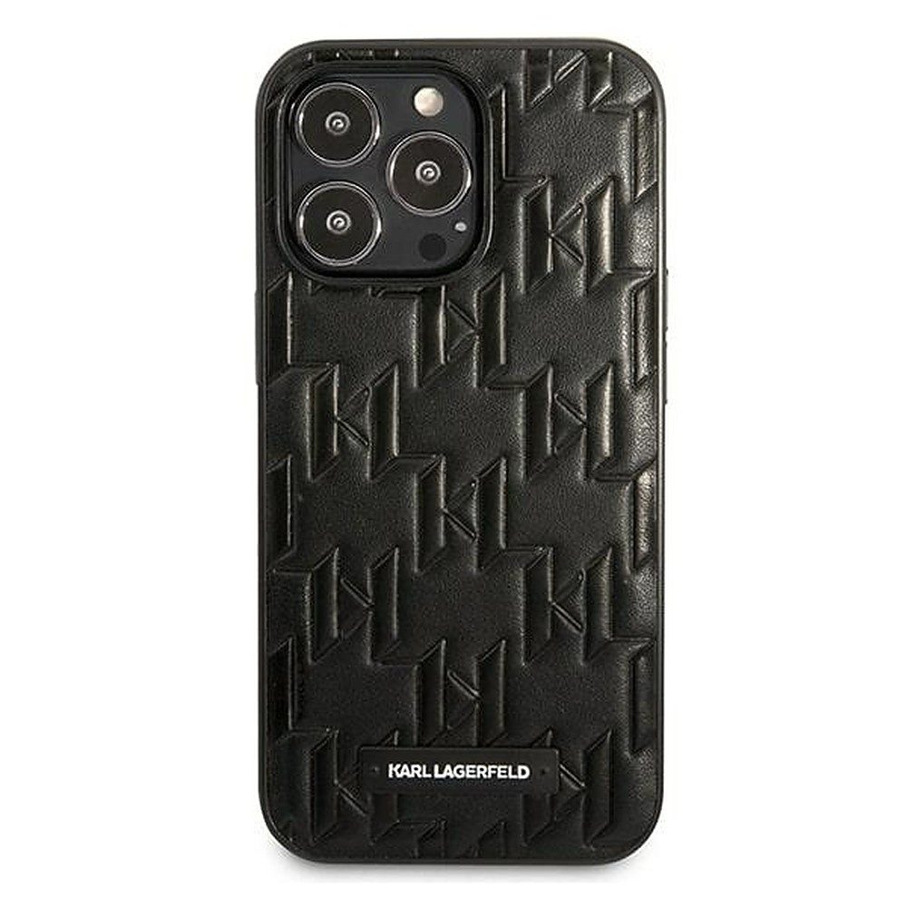 KARL LAGERFELD Handyhülle Schutzhülle Hartschale Monogrammprägung 6,1 Zoll, Monogramm-Prägung, Metall-Logo, Kunstleder