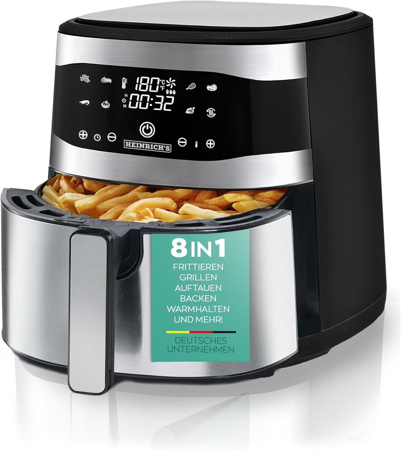 Heinrich´s Heißluftfritteuse, 1800,00 W, Air fryer Fritteuse Luftfritteuse 1800w