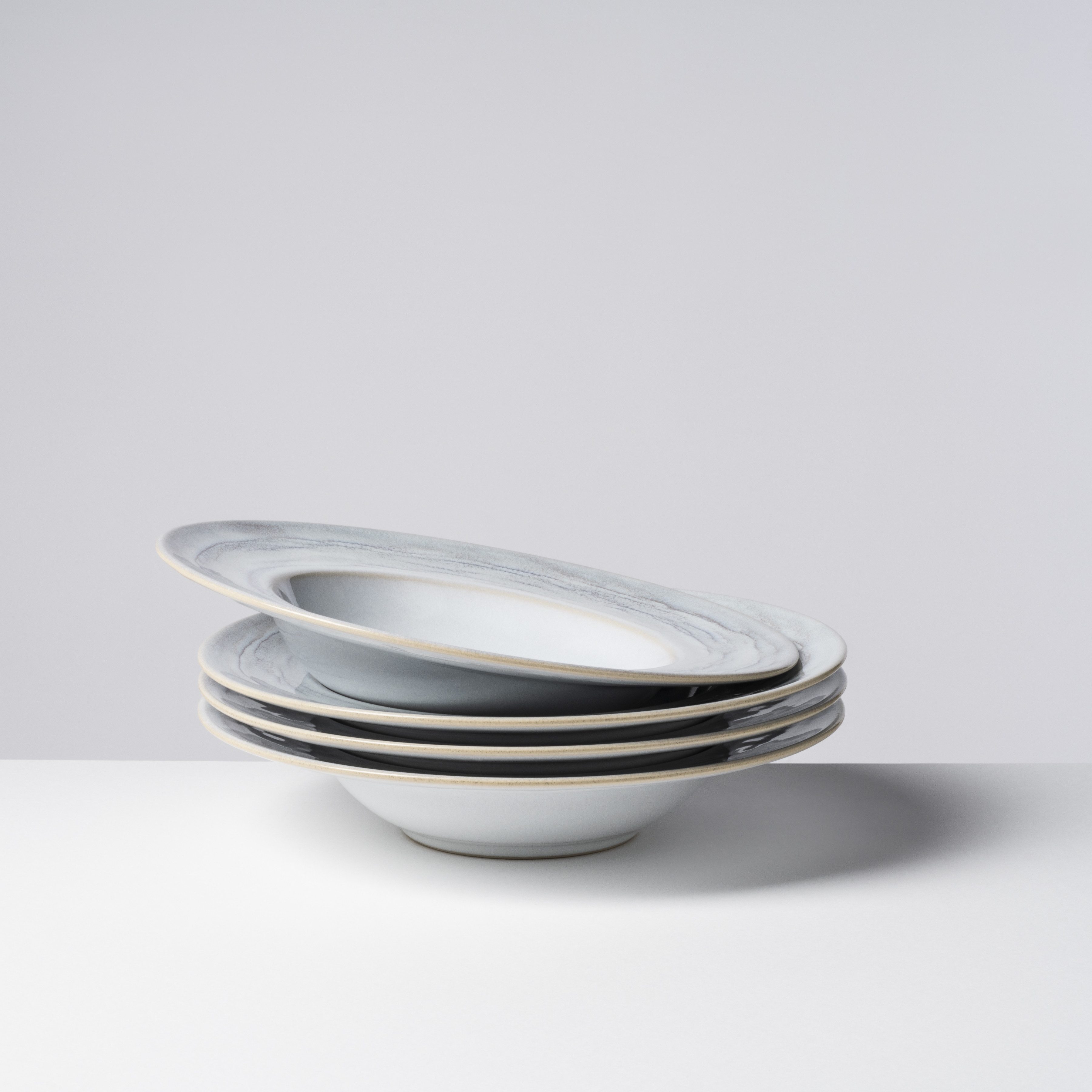 Gipfelstück Pastateller Tiefer See, (4 St), Scandi-Style, glänzende Reaktivglasur, jedes Stück ein Unikat