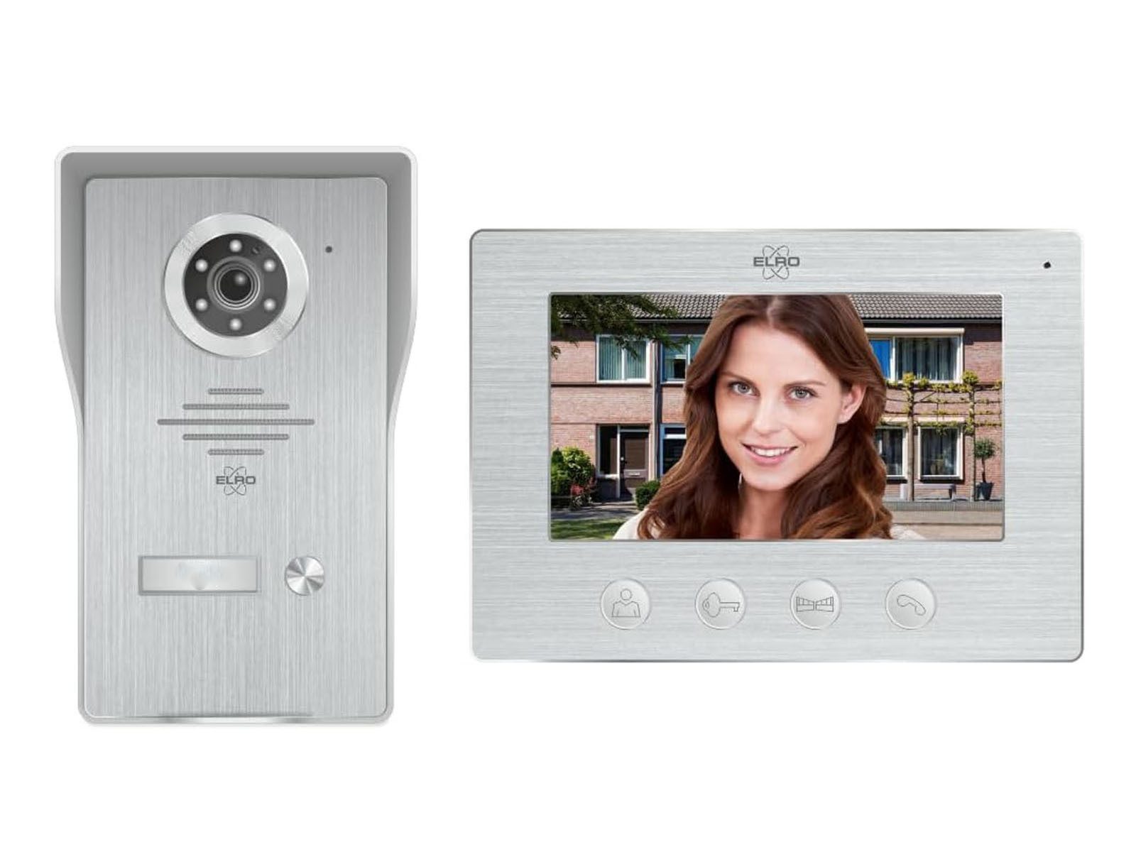 Elro Video-Türsprechanlage (Außenbereich, 4-tlg., mit Full HD Nachtsichtkamera, Gegensprechanlage und Türöffner Funktion)