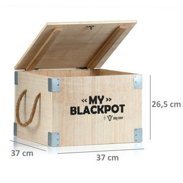 BBQ-Toro Grilltopf Dutch Oven "My Blackpot", 9,0 L Sonderedition inkl. Holzkiste, Gusseisen (4-tlg), Sonderedtion "My Blackpot" mit Holzkiste