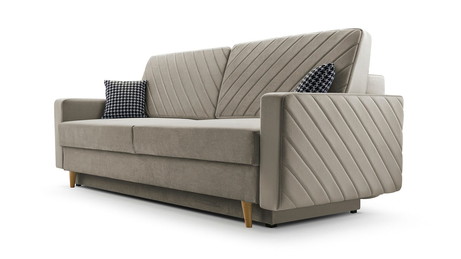 MOEBLO Schlafsofa CALIFORNIA, Sofa aus Samtstoff Couch für Wohnzimmer Sofagarnitur Polstersofa Wohnlandschaft Velours 230x96x97cm, mit Bettkasten und Schlaffunktion