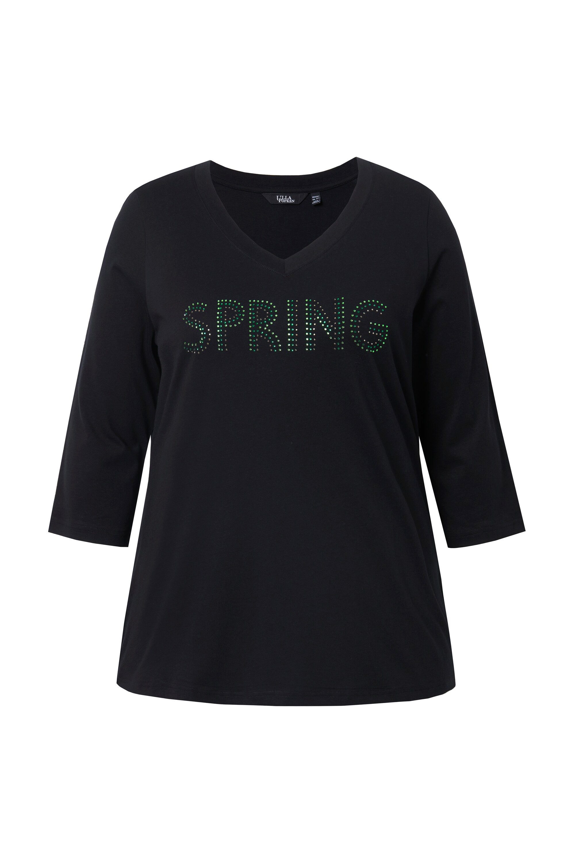 Ulla Popken T-Shirt Shirt Spring Statement Zierfalten V-Ausschnitt günstig online kaufen