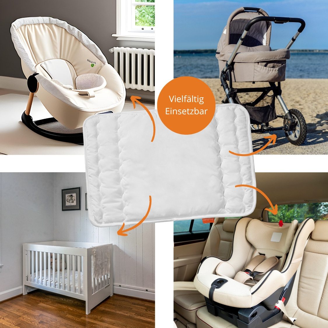 sleepling Kinderbettdecke + Microfaserkissen Babybetten Set, Bettdecke 100 x 135 cm und Kopfkissen 40 x 60 cm, Füllung: Kunstfaser, Bezug: 100% Polyester (Mikro – Bild 4 von 5