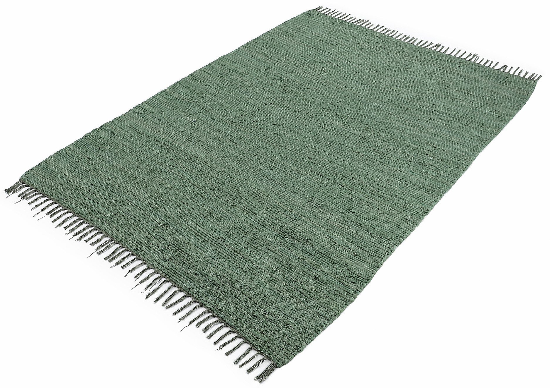 carpetfine Teppich Kelim Chindi uni, auch als Läufer, rechteckig, Höhe: 5 mm, Wendeteppich, reine Baumwolle, handgewebt, Uni-Farben, mit Fransen