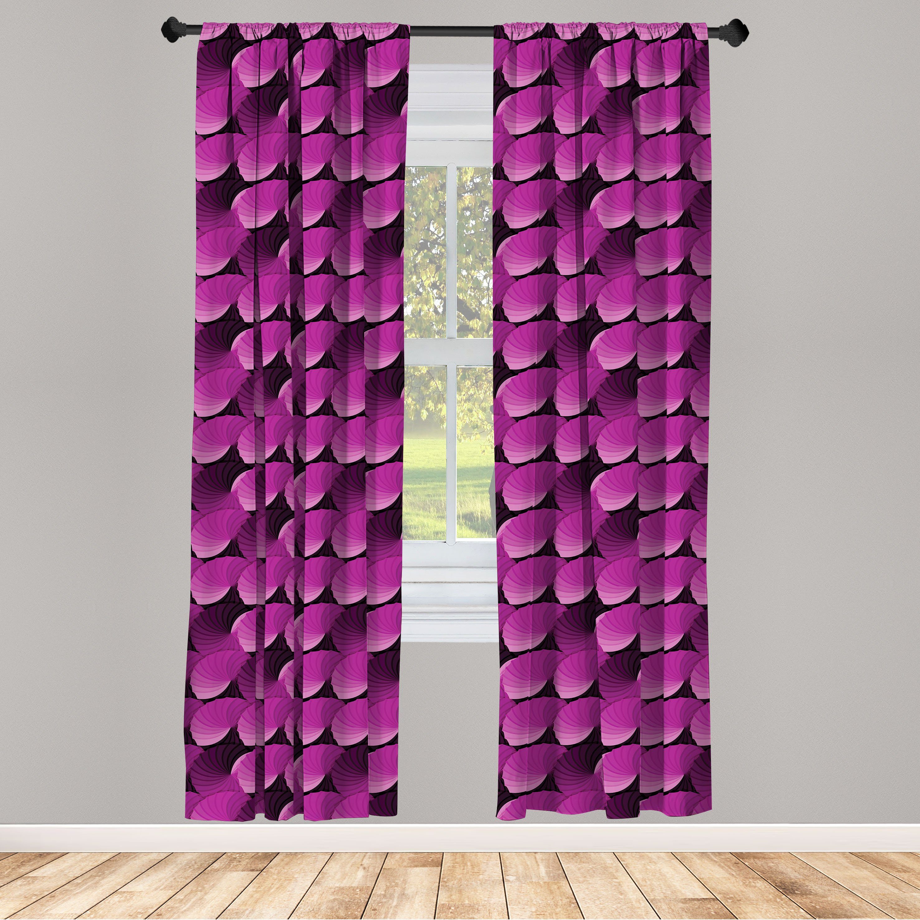 Gardine Vorhang für Wohnzimmer Schlafzimmer Dekor, Abakuhaus, Microfaser, Abstrakt Digital Graphic Rosette