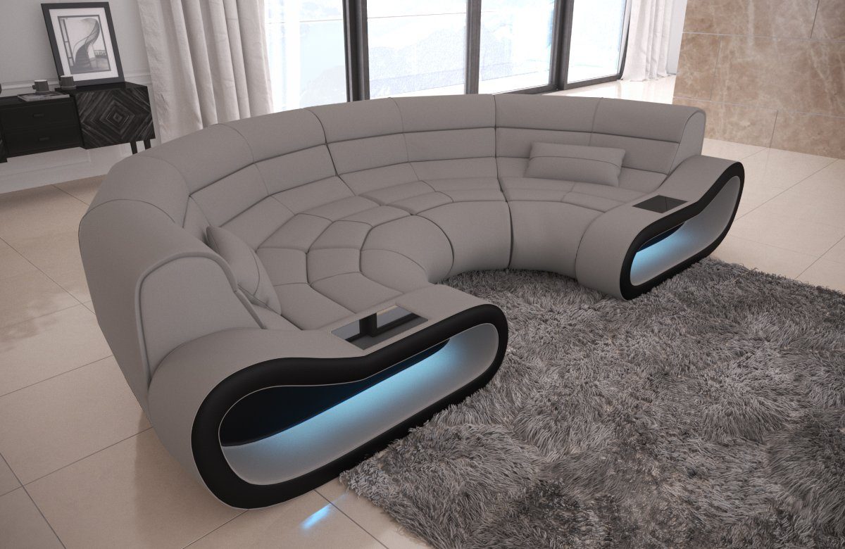 Sofa Dreams Ecksofa Concept BM, C Form Stoffsofa mit LED, Designersofa mit  ergonomischer Rückenlehne