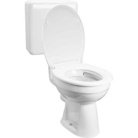 CORNAT Tiefspül-WC, bodenstehend, Komplett-Set, inkl. WC, WC-Sitz, Spülkasten, Höhe: 85-90