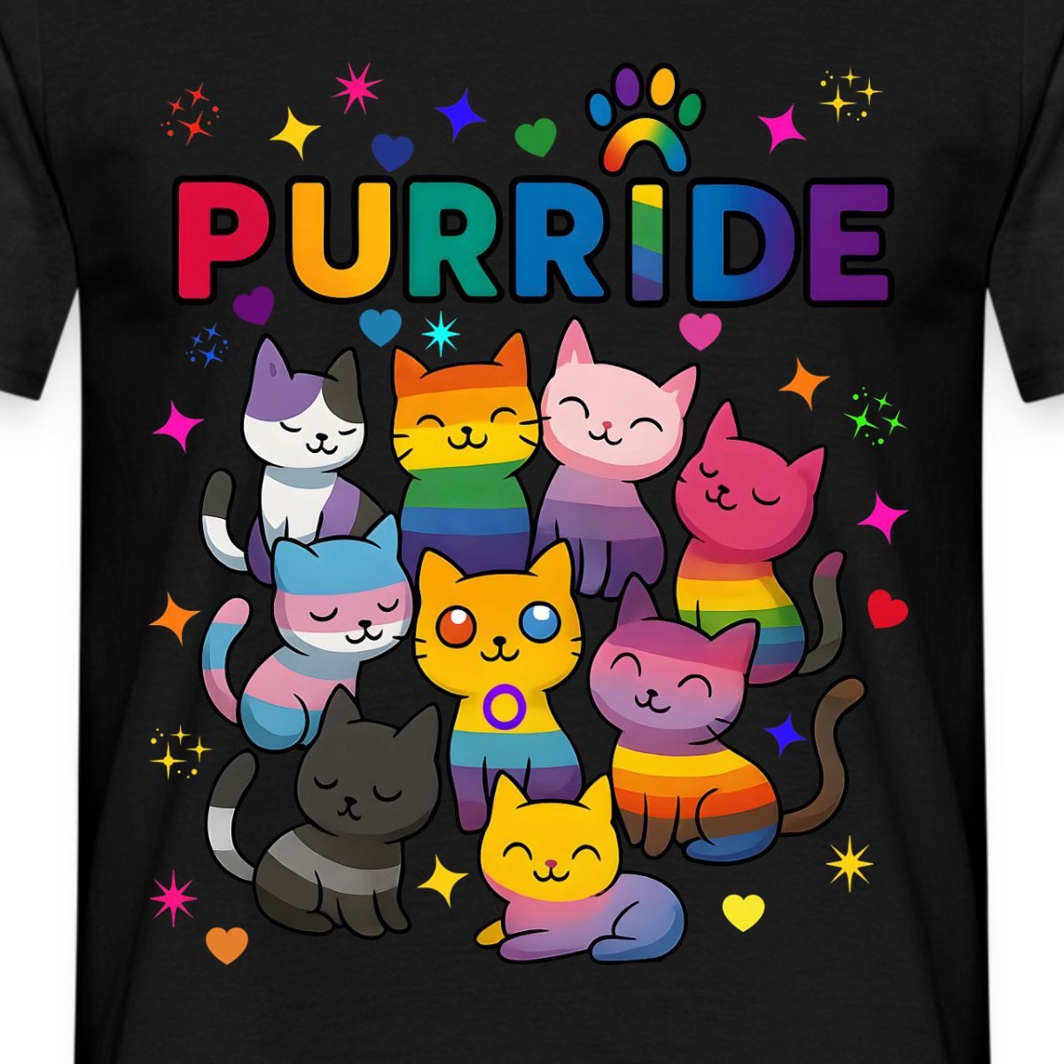 Spreadshirt T-Shirt Pride Purride Regenbogen Katzen Männer T-Shirt (1-tlg)