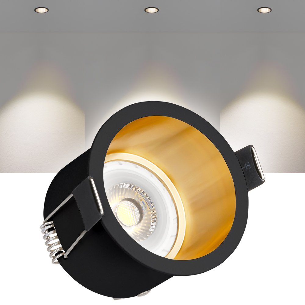 Einbaustrahler LED Schwarz Set LED Markenstrahler 10er LEDANDO / LED GU10 mit Einbaustrahler Gold