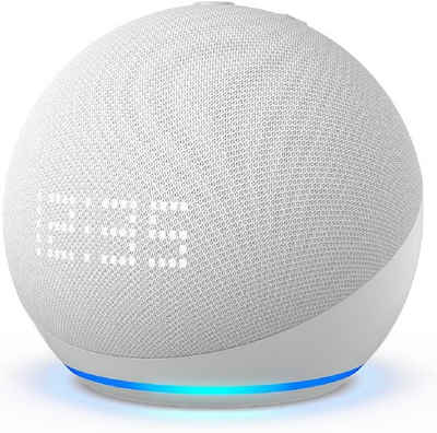 Amazon Echo Dot mit Uhr 5. Generation WLAN Алекса Bluetooth-Lautsprecher (WLAN (WiFi), Bluetooth, A2DP Bluetooth, AVRCP Bluetooth, mit Голосовий контроль Smart Speaker, LED-Lichtring, eero integriert)