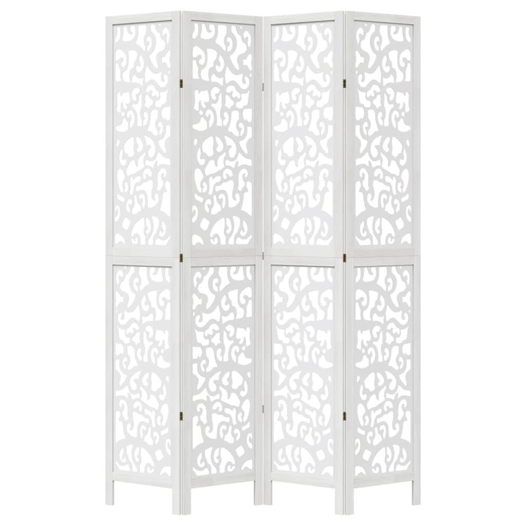 Paravent 40 x 220 cm 4-tlg Raumteiler Paravent Trennwand Spanische Wand Weiß Ma