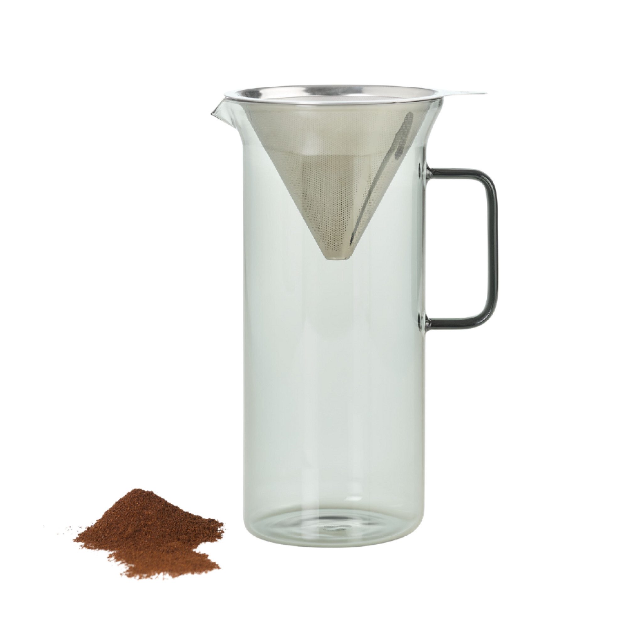 AdHoc Kaffeekanne Pour Over Kaffeebereiter Impact, 1 l, aus mundgeblasenem Borosilikatglas, mit Edelstahlfilter