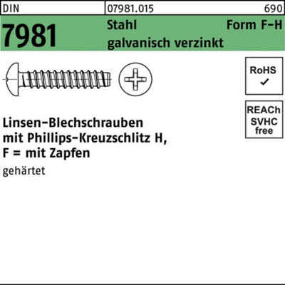 Reyher Blechschraube 100er Pack Blechschraube DIN 7981 LIKO PH F 4,2x13-H Stahl galv.verz.