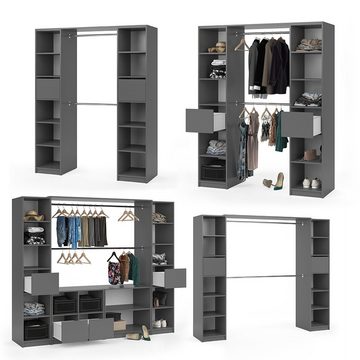 Vicco Garderoben-Set Kleiderschrank Dielenschrank VISIT Offen Anthrazit (Set XL), (6-St., 6-er Set)