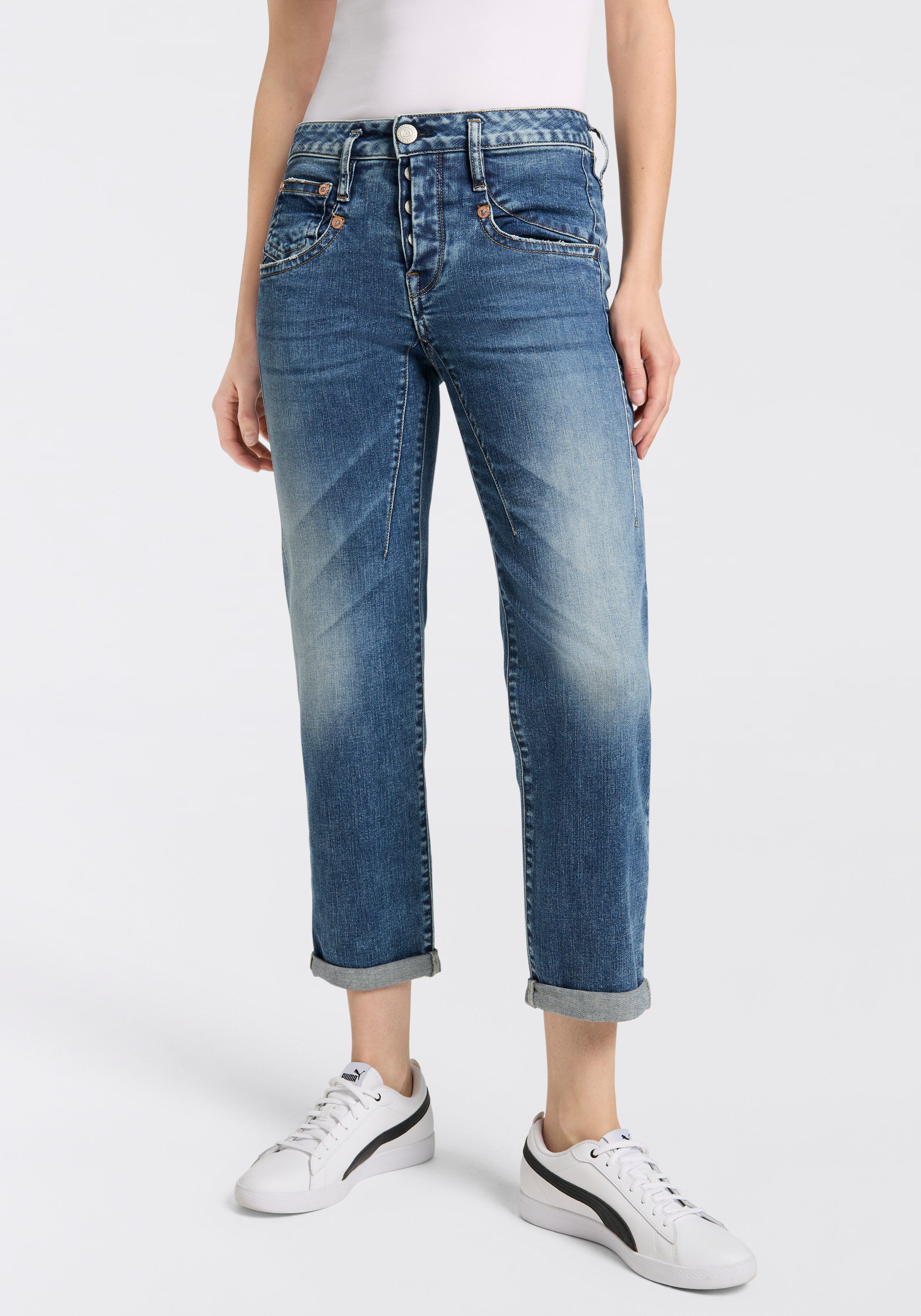 Herrlicher Boyfriend-Jeans Shyra Tap Denim mit halbverdeckter Knopfleiste günstig online kaufen