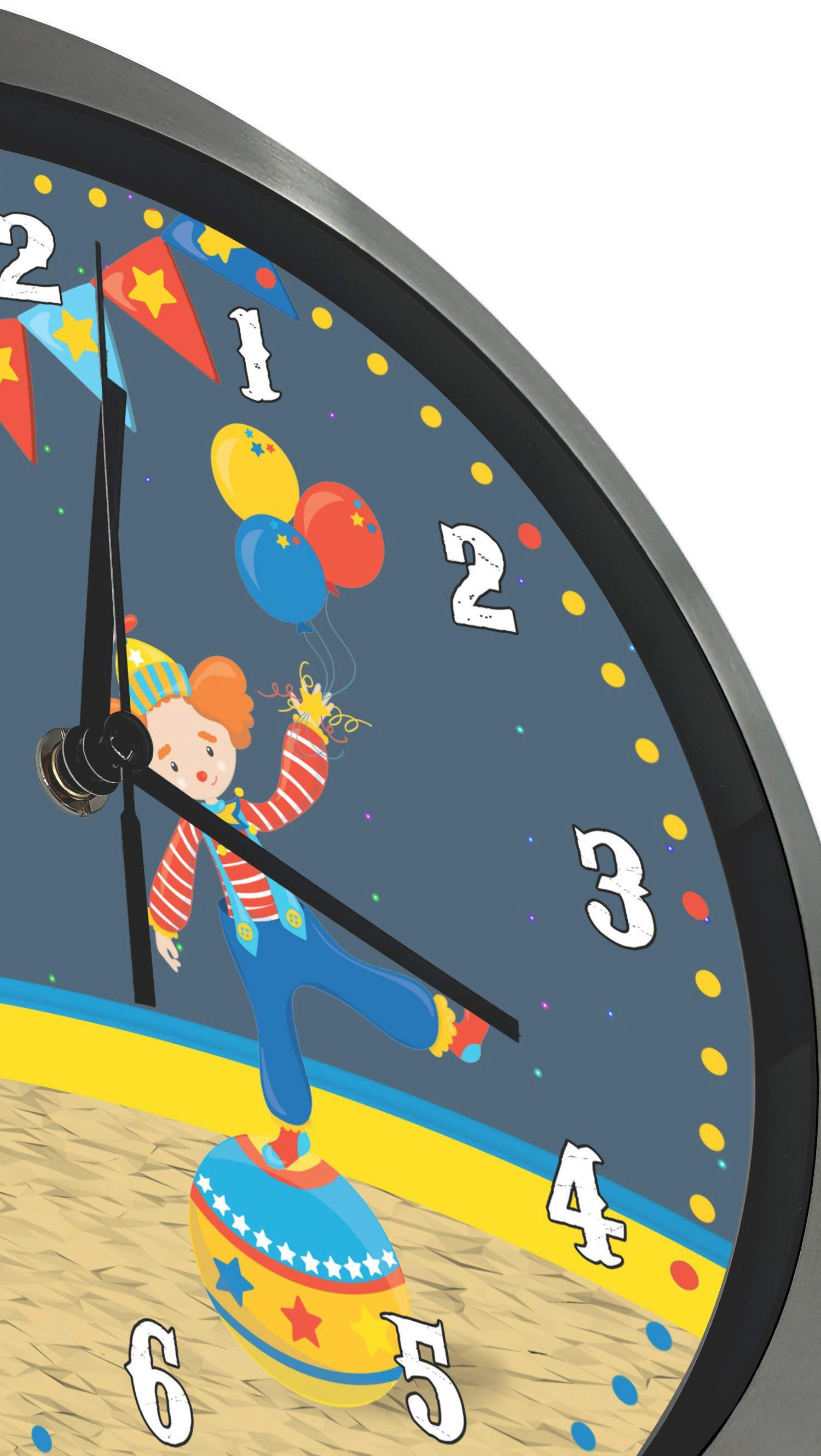 CreaDesign Funkwanduhr Kinderzimmer personalisiert Kinder Wanduhr Circus