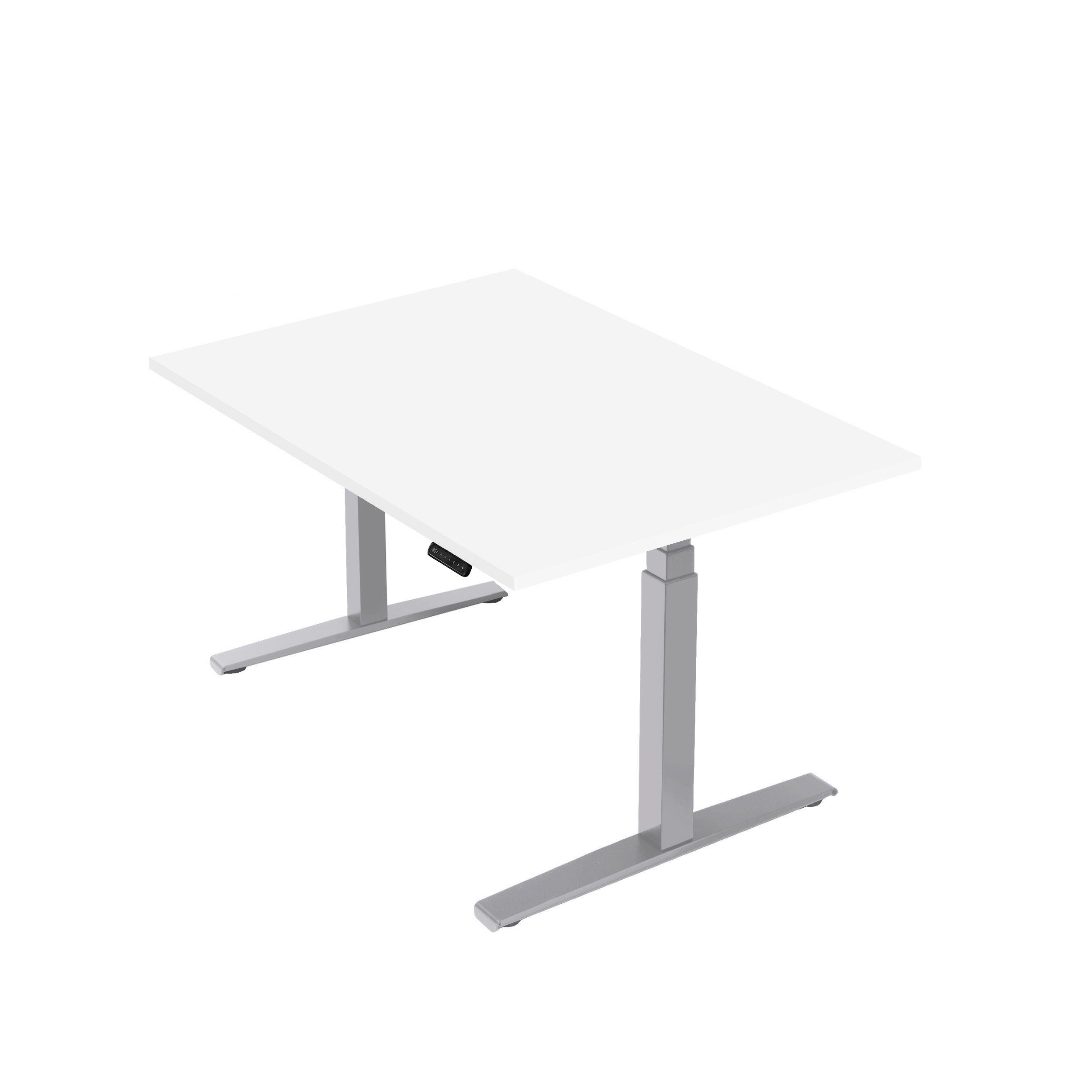 (RAL9010) Silber mm/Sek, cm Tischplatte 120 Silber (RAL9006) Weiß Basic höhenverstellbar 80 x | 80 office® Weiß Schreibtisch boho Line,