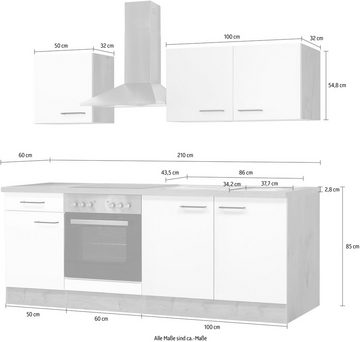 Flex-Well Küche Morena, wahlweise mit E-Geräten, Gesamtbreite 210 cm