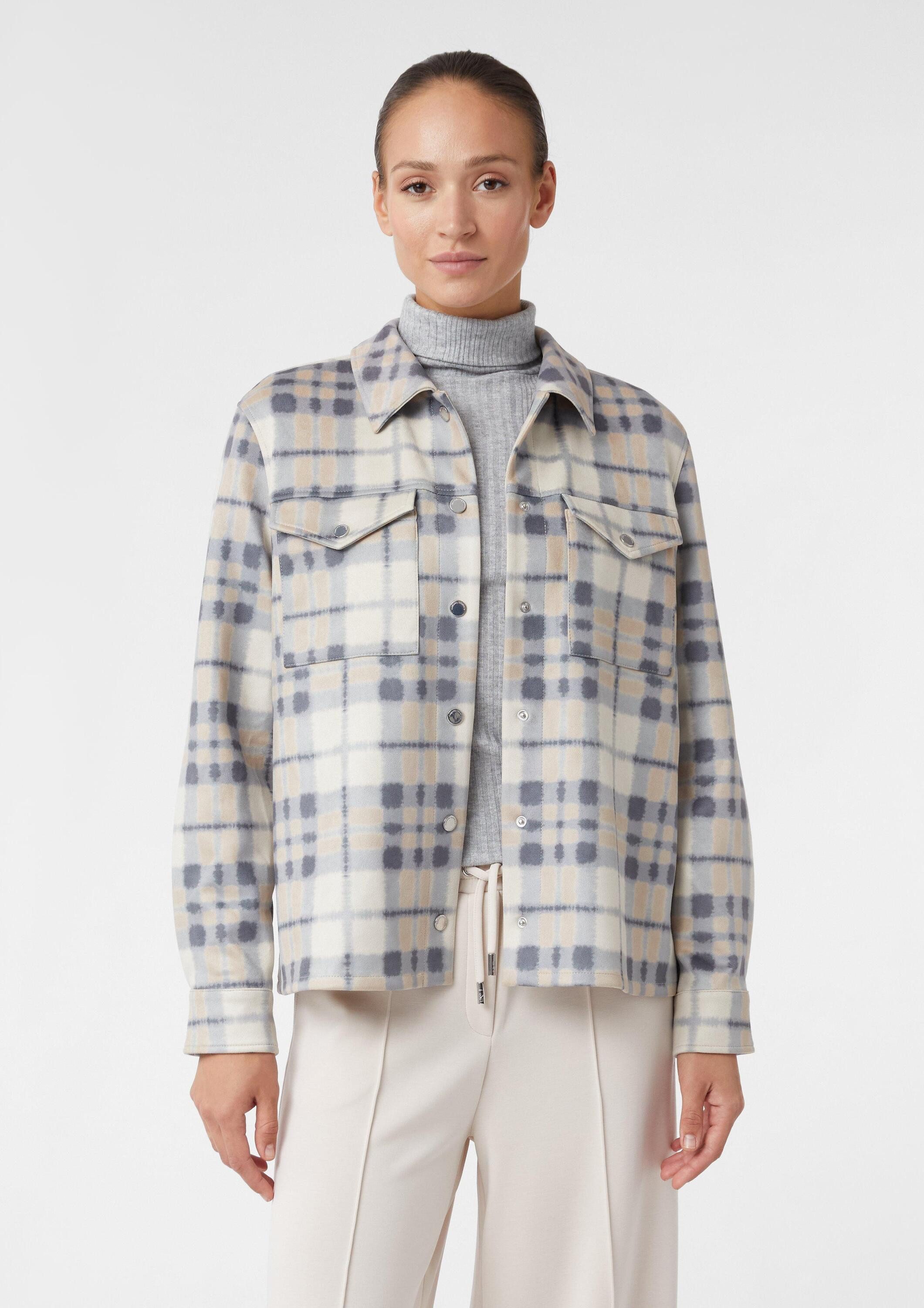 comma Hemdjacke Indoor-Jacke Karierte Hemdbluse aus softem Scuba-Stoff günstig online kaufen