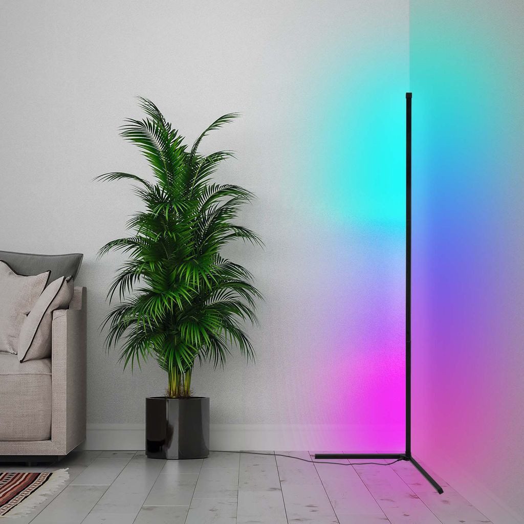 Briloner Leuchten Stehlampe 1203015, Dimmfunktion, LED fest integriert, 2700K - Extra-Warmweiß, Fernbedienung, RGB, Gaming Deko, Ambientebeleuchtung, Musiksensor