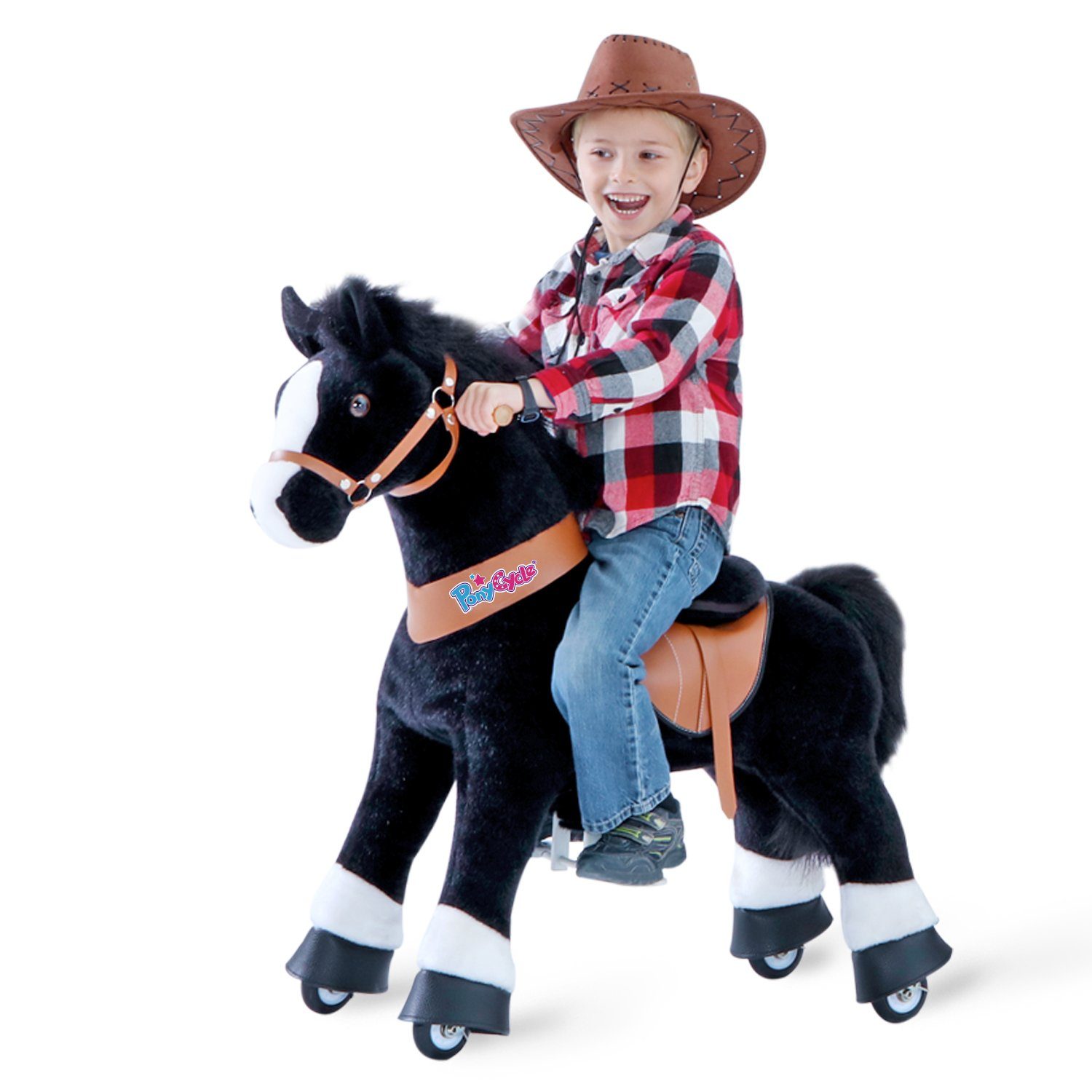 PonyCycle Reitpferd PonyCycle® Modell U Kinder Reiten auf Spielzeug auf rollen - Schwarz, Größe 3 für 3-5 Jahre, Ux326